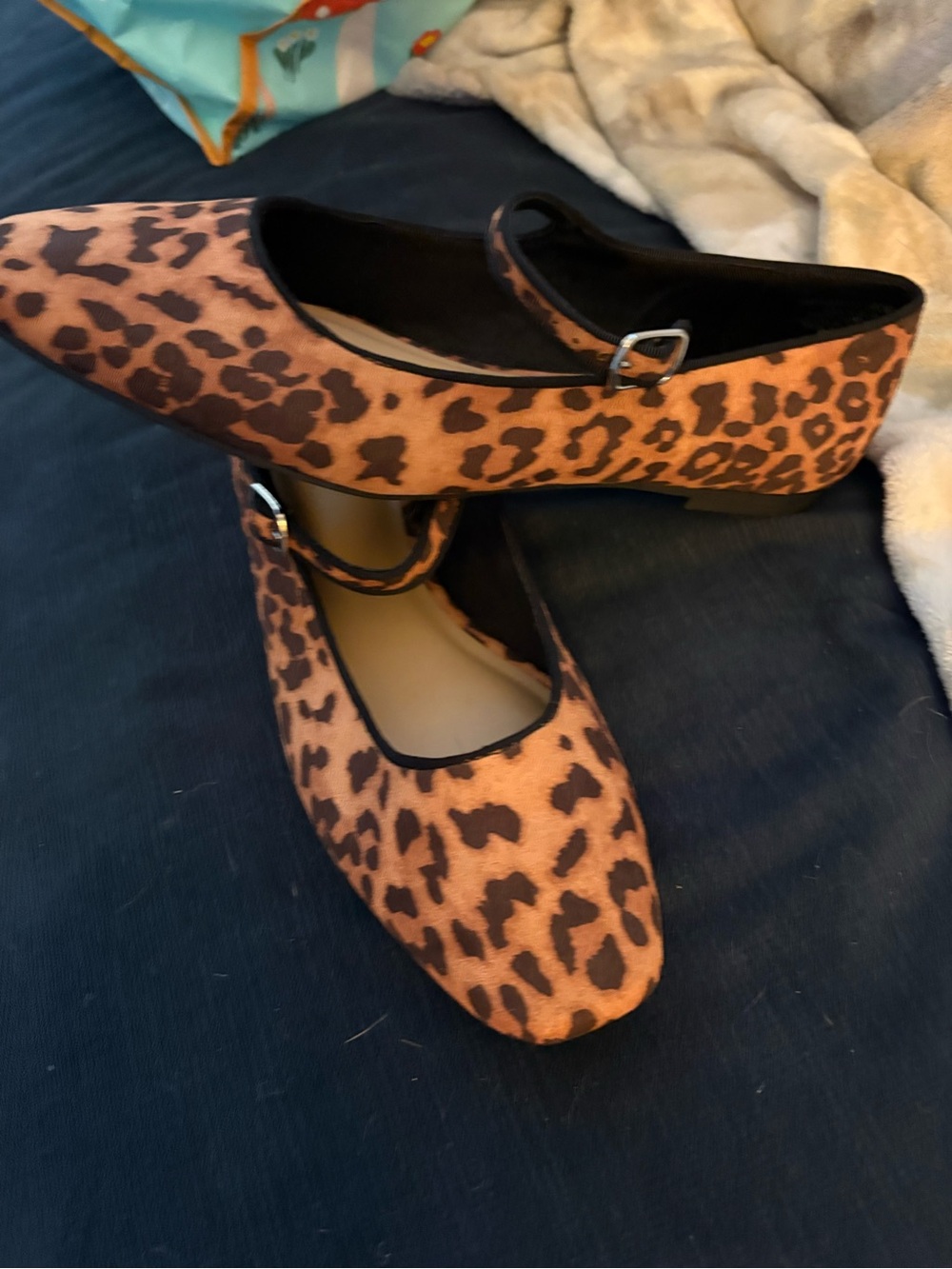 Time and Tru Leopard Print Mary Jane Flats - Brown and Black - Picture 2 of 4